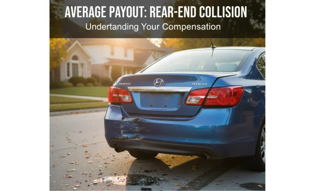A car with rear-end damage, illustrating an article about what is the average payout for a rear-end collision.
