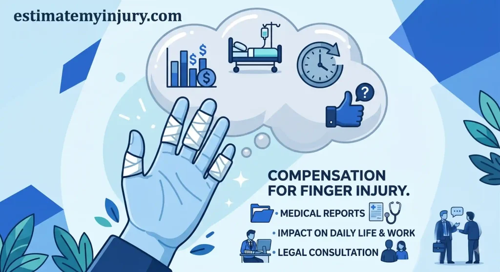 A worker with a splint on their finger struggling to type, illustrating lost wages in a finger injury compensation claim.