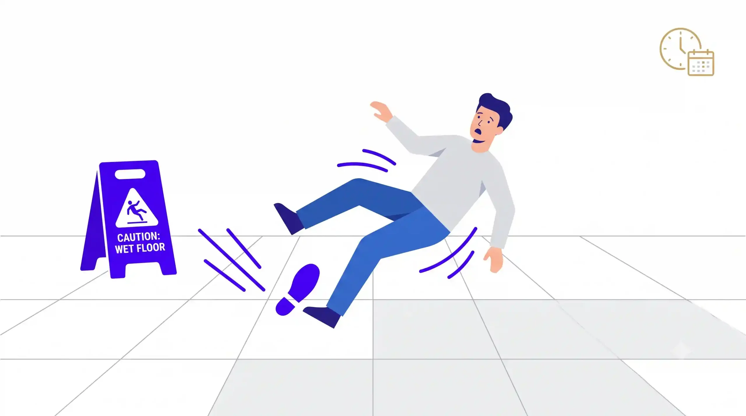 slip-and-fall-claim-guide Illustration representing a slip and fall claim on a white background