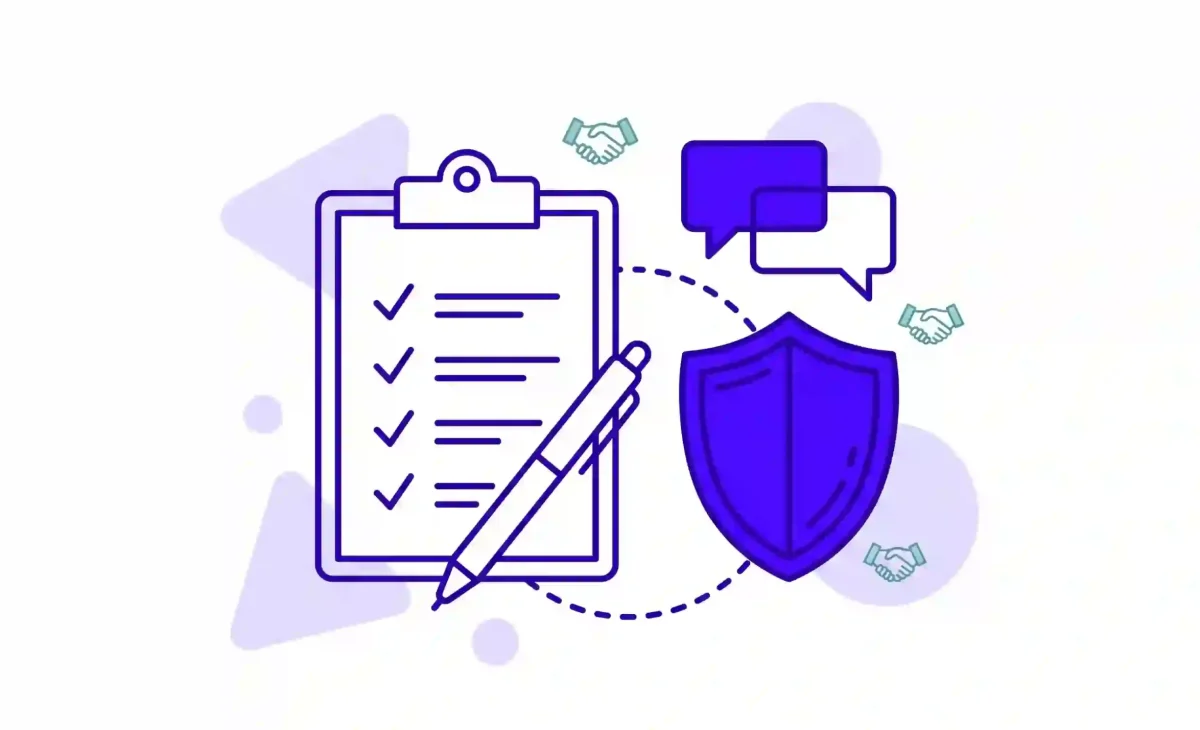 Illustration of the insurance claims process in purple-blue brand colors